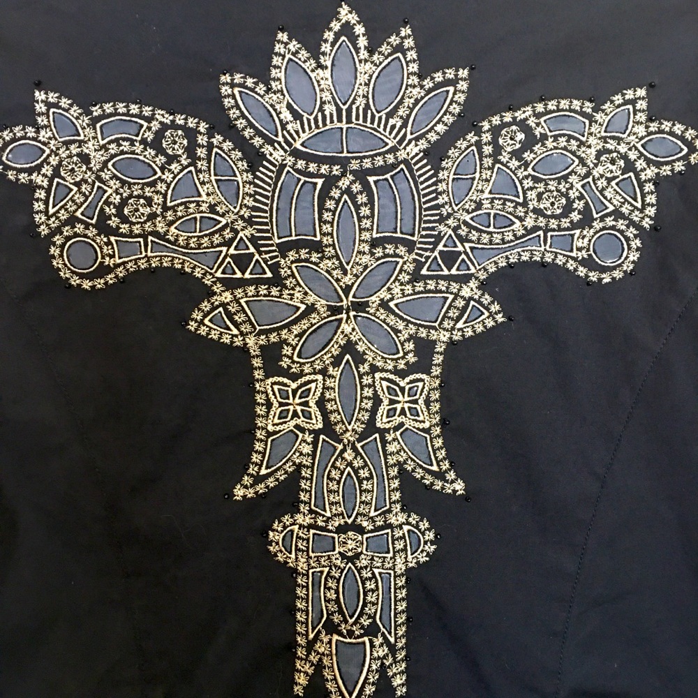Black MKSolo beaded blouse with back embroidery